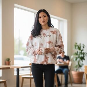 Anthropologies Lacausa "C'est La Vie" tie-dye crewneck sweatshirt size medium